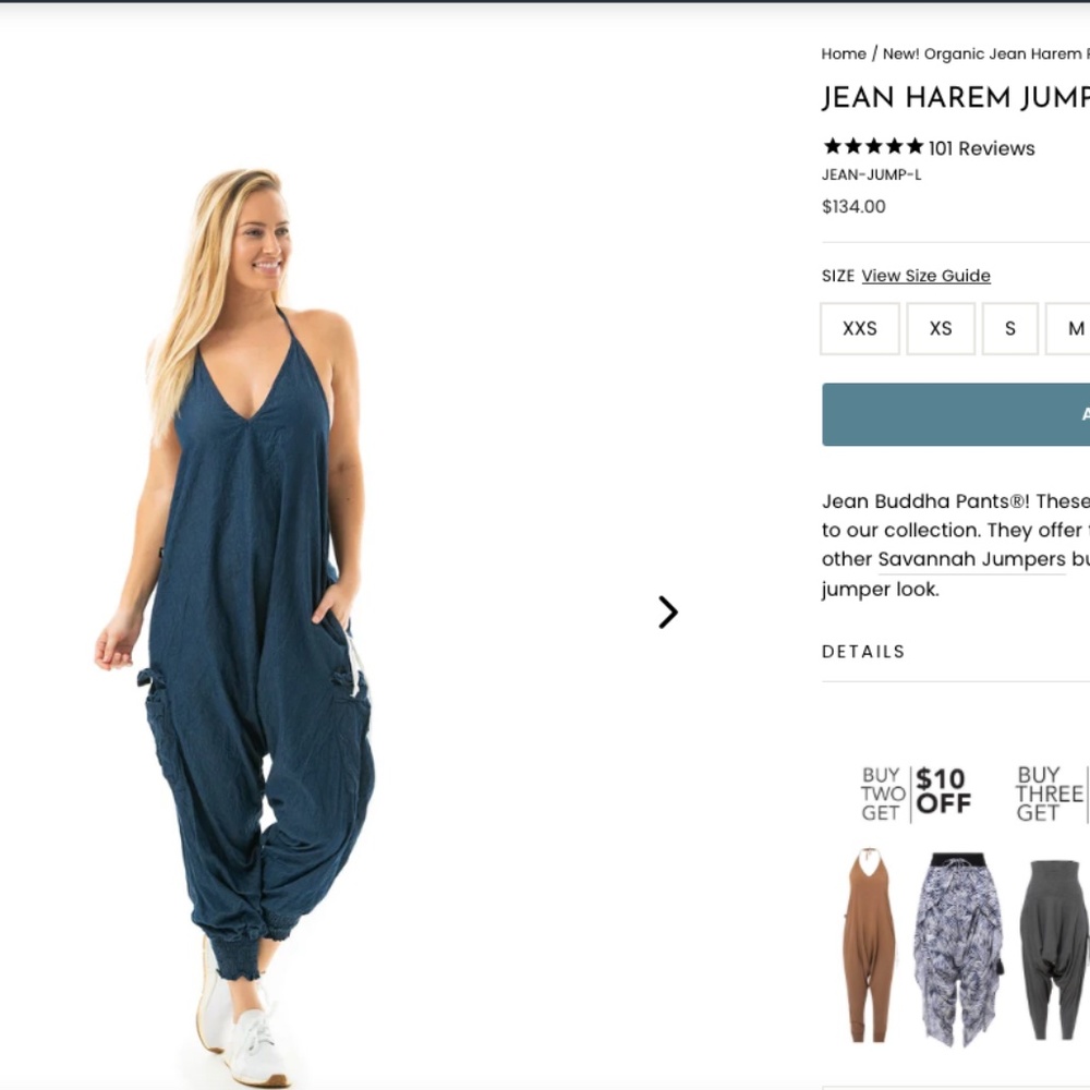 Size Small BUDDHA PANTS Jean Harem Romper